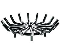 IDZO Rejilla de Hierro Forjado de 27 Pulgadas para fogatas de Hierro Forjado, Rueda de vagón de araña, leña, Barra Resistente, Soporte para Estufa, Soporte de 4 Patas, Color Negro