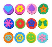 IEBTAWN 12 Esponjas De Pintura, Sello De Pintura De Espuma De Doble Cara, Esponjas De Dibujo Para Manualidades, Sellos De Esponja Para Niños Pequeños, Aprendizaje Temprano Y Manualidades