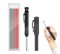 IEBTWN 1 Lápiz De Carpintero Y 6 Recambios, Repuesto Sólido Impermeable De 2,8 Mm, Marcador De Agujero Profundo Con Sacapuntas, Para Arquitecto, Carpintería