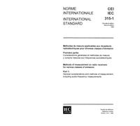 IEC 60315-1 Ed. 2.0 b:1988, Methods of measurement on radio receivers for various classes of emission. Part 1: General considerations and methods of measurement, including audio-frequency measurements