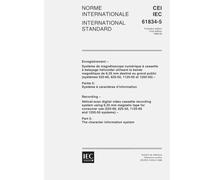 IEC 61834-5 Ed. 1.0 b:1998, Recording - Helical-scan digital video cassette recording system using 6,35 mm magnetic tape for consumer use (525-60, ... - Part 5: The character information system
