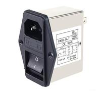 IEC - Conector de red con fusible e interruptor basculante de 220 V, diseño compacto para filtrado EMI eficaz, carcasa metálica para aplicaciones industriales (CW2C-3A-T)
