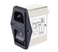 IEC - Conector de red con fusible e interruptor basculante de 220 V, diseño compacto para filtrado EMI eficaz, carcasa metálica para aplicaciones industriales (CW2C-10A-T)