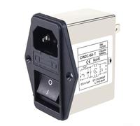 IEC - Conector de red con fusible e interruptor basculante de 220 V, diseño compacto para filtrado EMI eficaz, carcasa metálica para aplicaciones industriales (CW2C-6A-T)