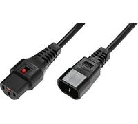 IEC LOCK PC1021 - Cable (2 m, Male Connector/Female Connector, C14 acoplador, C13 acoplador, H05VV-F, Negro)