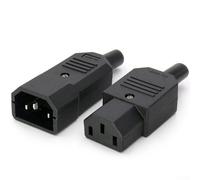 Iec320 - Conector de acoplamiento C14 a C13 250v 10a Enchufe eléctrico de nailon negro con terminales de tornillo, contactos de cobre puro, patrón antideslizante para PDU (C13 C14)