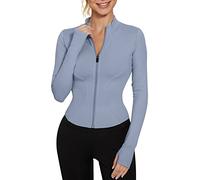 IECCP Camiseta Mujer Gimnasio Top Deportes Top Yoga Manga Larga Crop Top B-Azul S