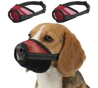 IECOii 2 bozales para perros contra mordeduras y ladrones, fácil de limpiar, de malla transpirable, para el cuidado del pelo, visitas al veterinario y paseos, apto para perros medianos, color rojo