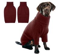 IECOii Suéter de otoño para perros de talla grande para niñas y niños, suéter cálido de Navidad para perros, ropa de invierno de color sólido para pitbull, labrador retriever (burdeos, XL)