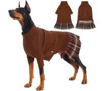 IECOii Vestido de jersey para perro con agujero para correa, manga larga, cálido, otoño e invierno, abrigos de punto para mascotas, suéter de punto trenzado acogedor para perros y niñas, suéter