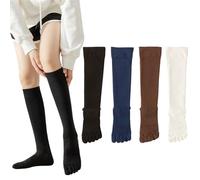 IECSHDU Calcetines hasta la rodilla para mujer, 4 pares de calcetines de cinco dedos hasta la rodilla, calcetines de yoga para pilates, deportes al aire libre, calcetines atléticos, 4 pares 2