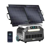 IEE 2400W Estacion de Energia Portatil P2400 con 2x100W Panel Solar, 2048Wh Generador Solar, Batería LiFePO4, Carga Rápida en 1h, APP, 16 Puertos, Power Station para Camping, Caravana, Emergencias