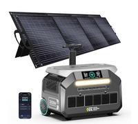 IEE 3200w Estación de Energía Portátil P3200 con 2 Paneles Solares 200W, 2048Wh Generador Solar LiFePO4, Carga 80% en 45 min, APP, 16 Puertos, Power Station para Camping, Caravana y Emergencias