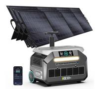 IEE 3200w Estación de Energía Portátil P3200 con 3 Paneles Solares 200W, 2048Wh Generador Solar LiFePO4, Carga 80% en 45 min, APP, 16 Puertos, Power Station para Camping, Caravana y Emergencias