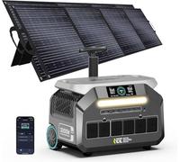 IEE 3200W Generador Solar P3200 con 2 Paneles Solare 400W, 2048Wh Estación de Energía Portátil, LiFePO₄, Carga 80% en 45 min, Aplicación, 16 Puertos, Power Station para Camping, Caravana y Emergencias