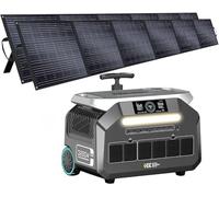 IEE 3200W Generador Solar P3200 con 2 Paneles Solare 500W, 2048Wh Estación de Energía Portátil, LiFePO₄, Carga 80% en 45 min, Aplicación, 16 Puertos, Power Station para Camping, Caravana y Emergencias