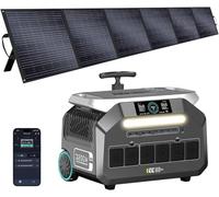 IEE 3200W Generador Solar P3200 con 2 Paneles Solare 500W, 2048Wh Estación de Energía Portátil, LiFePO₄, Carga 80% en 45 min, Aplicación, 16 Puertos, Power Station para Camping, Caravana y Emergencias