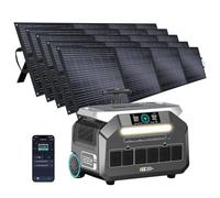 IEE P3200 Estación de Energía Portátil 3200W con 5 Paneles Solares 200W, 2048Wh Generador Solar LiFePO₄, Carga 80% en 45 min, App, 16 Puertos, Power Station para Camping, Caravana y Emergencias
