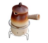 IEEDFJKK Juego de tetera y hornillo de cerámica hechos a mano. Tetera para aventuras al aire libre, picnics y cocina. Resistente al desgaste y calor. Ideal para acampar.