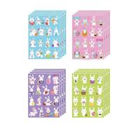 IEEDFJKK Pegatinas de huevos de conejo Pascua con dibujos animados para niños, pegatinas decorativas, calcomanías navideñas, suministros para fiestas, decoración para hornear, juego