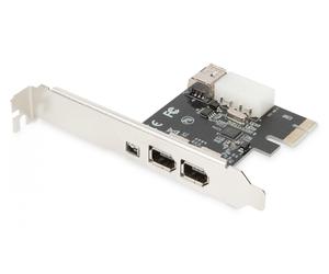 IEEE 1394a Interface Card, PCIexpress, 4 Port 1x ext. 1394mini, 2x ext./1x int. 1394a Ports