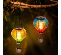 IEEILULU 2PCS Linterna Solar para Exterior, Decoración de Jardín Para Exterior con Efecto Decorativo de Llama, Luz LED Impermeable para Exterior para Terraza Exterior Balcón Camino Césped