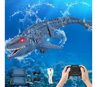 IEEILULU Barcos Teledirigido RC Mosasauru, 2.4GHz Barco Tiburón Dinosaurio Eléctrico con Luces y USB, Juguete Acuático Teledirigido, Regalo para Niños Mayores de 8+ Años Piscina y Lagos (Azul)