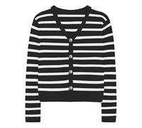 IEEILULU Cárdigan a Rayas Mujer Suéter de Mangas largas con Botones V-Neck en Punto Tops clásicos Negro Rayas Blancas M