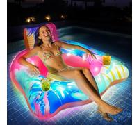 IEEILULU Flotadores Piscina Adultos, Flotador Inflable Gigante con Toldo Ajustable, Solar Inflable Flotador con Respaldo y Portavasos, Colchoneta Piscina Adultos Pour Les Fêtes D'été à La Piscine