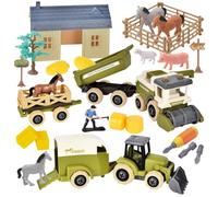 IEEILULU Juguete de tractor de granja, animales de granja, juego de juguetes con casa, ganado y carro desmontable, juguete de tractor a partir de 2 años, regalos de cumpleaños 2 3 4+ años