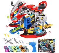 IEEILULU Maletín de herramientas para niños, juego de tornillos para niños con taladro eléctrico, sonido de luz, reparación y carreras simuladas, juguete a partir de 3, 4, 5, 6, 7, 8 años, niños y