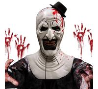 IEEILULU Máscara de Payaso, Máscara de Terrifier para Disfraz Terrifier Adulto, Art The Clown Mask, Mascara Terrifier Adulto, Halloween Cosplay Disfraz Accesorio (Blanco2)