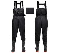 IEEILULU Pantalones de Pesca con Botas, Vadeador para Hombre, Nylon Pantalones de Pesca Impermeables Transpirables 40-47, Vadeadores de Pesca para Regalo Amantes de Pesca y Deportiva (Negro, 40)