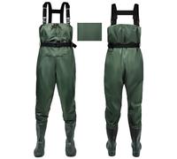 IEEILULU Pantalones de Pesca con Botas, Vadeador para Hombre, Nylon Pantalones de Pesca Impermeables Transpirables 40-47, Vadeadores de Pesca para Regalo Amantes de Pesca y Deportiva (Verde, 44)