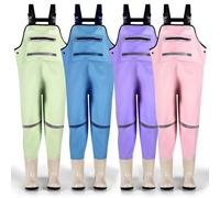 IEEILULU Pantalones de Pesca con Botas, Vadeador para Niños Jóvenes, Niños Pantalones de Pesca Impermeables Transpirables 28-35, Vadeadores de Pesca para Regalo (Rosa, 33)