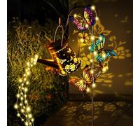 IEEILULU Regadera Solar para Jardín, Lámpara de Regadera Solar, Luces Solares de Regadera LED para Exteriores con Soporte, Luz Solar al Aire Libre LED para Camino, Pasarela, Terraza (Warm)