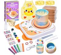 IEEILULU Rueda de Alfarería Eléctrica, Juego de Alfarería para Niños, Juego de Arte de Máquina de Alfarería, Herramienta de Arte de Arcilla para Niños, Regalo para Niñas y Niños (Gato)