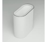 IEEK Canasta de basura pequeña delgada de 3.2 galones/12 litros, transparente y blanco, contenedor de basura rectangular de plástico para espacios estrechos, oficina, baño, dormitorio, cocina, sala de