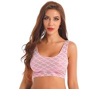 IEFIEL Camiseta sin Manga de Brillante Metálico para Mujer con Estampado de Escamas de Pescado para Fiesta Baile Deportiva Gimnasia Yoga Rosa One Size