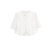 IEFIEL Cárdigan de Gasa Elegante para Niñas Bolero con Adorno de Bordado y Cordones Chal Torera Verano Capa para Vestido de Boda Cumpleaños Comunión Fiesta 1-12 Años Blanco 6-12 años