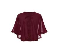 IEFIEL Cárdigan de Gasa Elegante para Niñas Bolero con Adorno de Bordado y Cordones Chal Torera Verano Capa para Vestido de Boda Cumpleaños Comunión Fiesta 1-12 Años borgoña 6-12 años