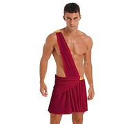 IEFIEL Disfraz de Gladiador Romano para Hombre Toga de Griega Antigua un Hombro Disfraz de Zeus Dios Griego Costumes Carnaval Halloween S-3XL S borgoña S