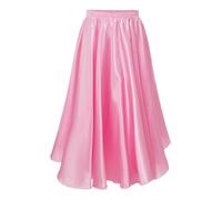 IEFIEL Falda de Baile Latino para Niña Falda Larga de Satén con Cintura Elástica Falda de Corrida de Toros Española Falda de Baile Flamenco 3-12 Años Rosa 7-8 años