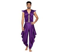 IEFIEL Hombre Traje Príncipe Árabe Piezas Disfraz Cosplay Carnaval Chaleco Púrpura S