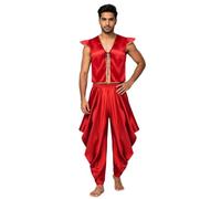IEFIEL Hombre Traje Príncipe Árabe Piezas Disfraz Cosplay Carnaval Chaleco Rojo XXL