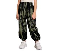 IEFIEL Niña Pantalones Bohemios Pantalón Harem Correr Ropa Casual Partido Rodilleras Sendero Ya Usé Verde Oscuro 9-10 años
