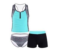 IEFIEL Traje de Baño Tres Piezas Niña Natación Camiseta sin Mangas + Pantalones Corto de Baño + Braguita Bañador Tankini de Secado Rápido Ropa de Playa Piscina Surf