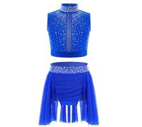 IEFIEL Vestido Lentejuelas de Danza Lírica para Niña sin Manga Maillot de Patinaje Artístico Disfraz de Bailarina Ballet 6-16 Años Z Azul b 14 años