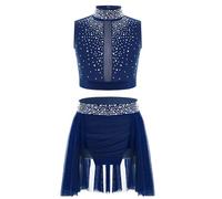 IEFIEL Vestido Lentejuelas de Danza Lírica para Niña sin Manga Maillot de Patinaje Artístico Disfraz de Bailarina Ballet 6-16 Años Z Azul Marino b 6 años