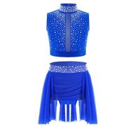 IEFIEL Vestido Lentejuelas de Danza Lírica para Niña sin Manga Maillot de Patinaje Artístico Disfraz de Bailarina Ballet 6-16 Años Z Azul b 10 años